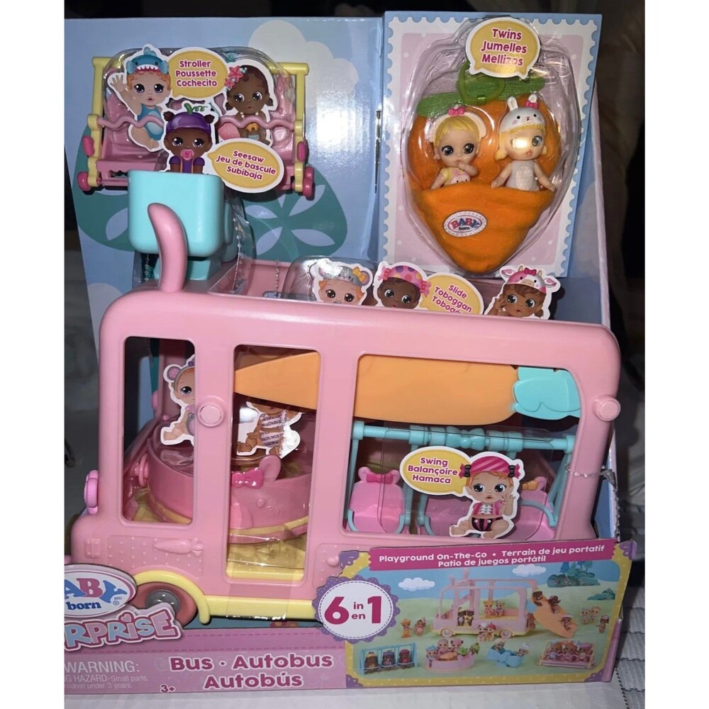 BABY Born Surprise Mini Babies Bus Playground w/ Twins & Stroller New